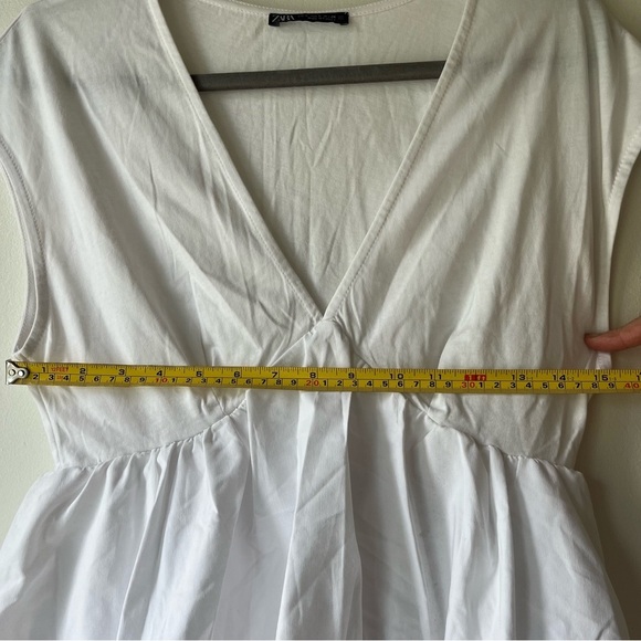 ZARA Women’s White Bubble Hem Peplum Top V-Neck Cap Sleeve Size Small summer - Picture 6 of 9